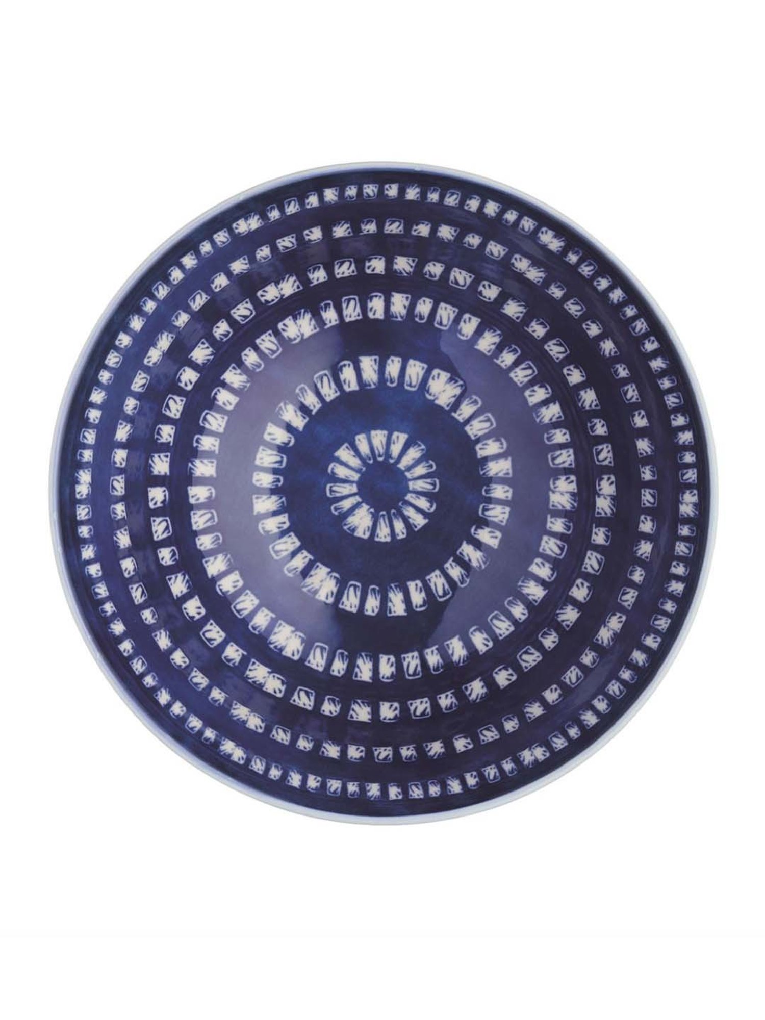 KitchenCraft Greek Style White & Navy Stoneware Bowl