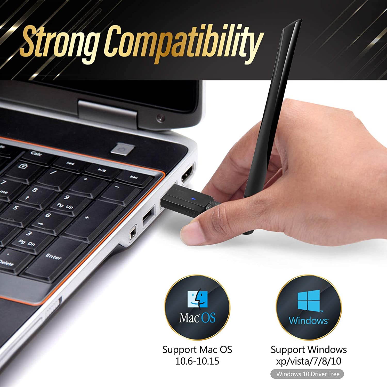 USB Wireless WiFi Adapter, 1200Mbps USB3.0 WiFi Dongle 2.4G/5G 802.11ac Network Adapter with High Gain Antenna for Desktop Laptop PC Support Windows XP/10/8/8.1/7/Vista,OS 10.6-10.15