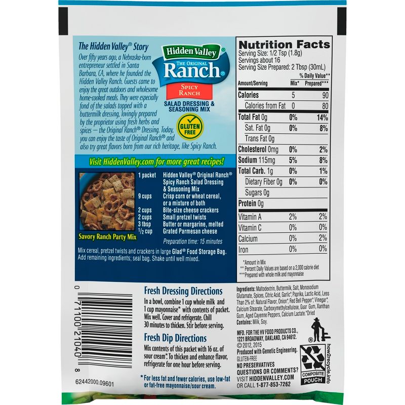 Hidden Valley Spicy Ranch Salad Dressing & Seasoning Mix - 1oz