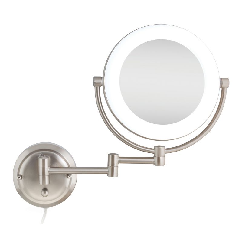 Zadro Fluorescent Lighted Wall-Mount Mirror, Infinity Dimmer, 10X / 1X Power - Satin Nickel