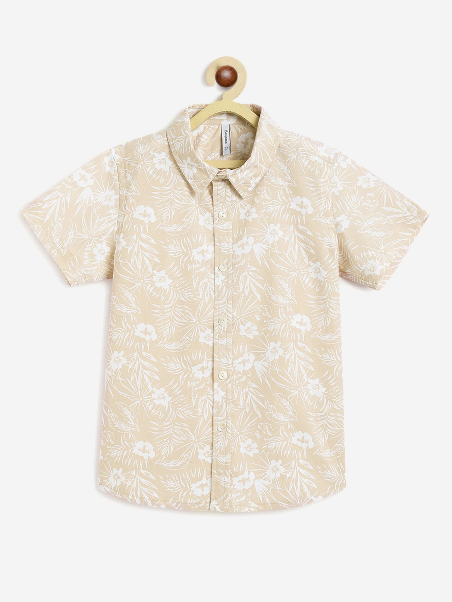 Campana Kids Beige & White Printed Shirt
