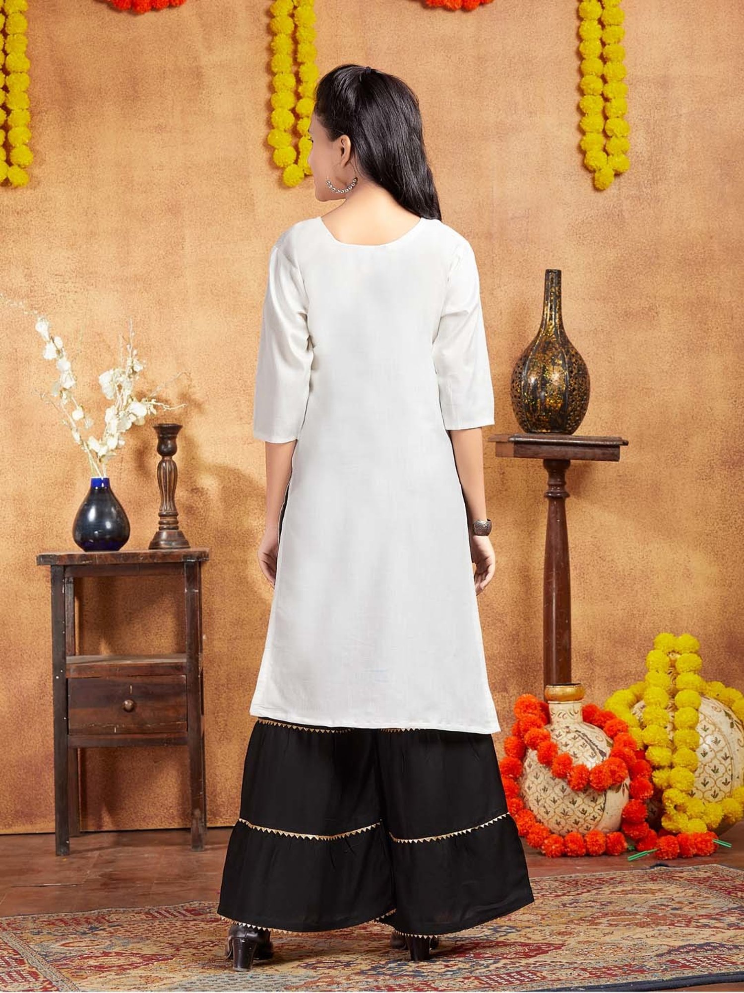 Peppermint Kids Navy Regular Fit Kurta Set