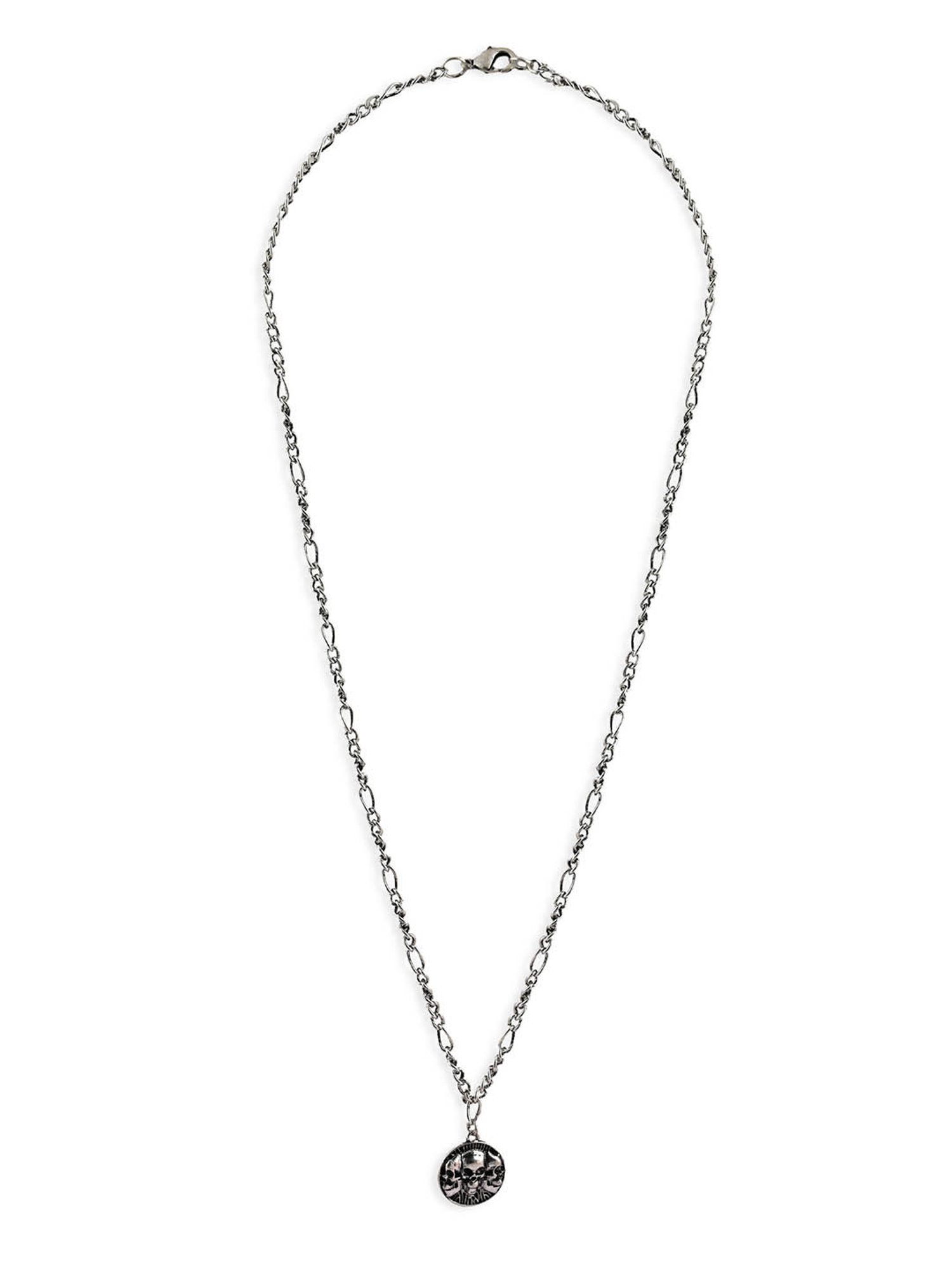 The Bro Code Silver Round Skull Pendant Neckalce Chain for Men