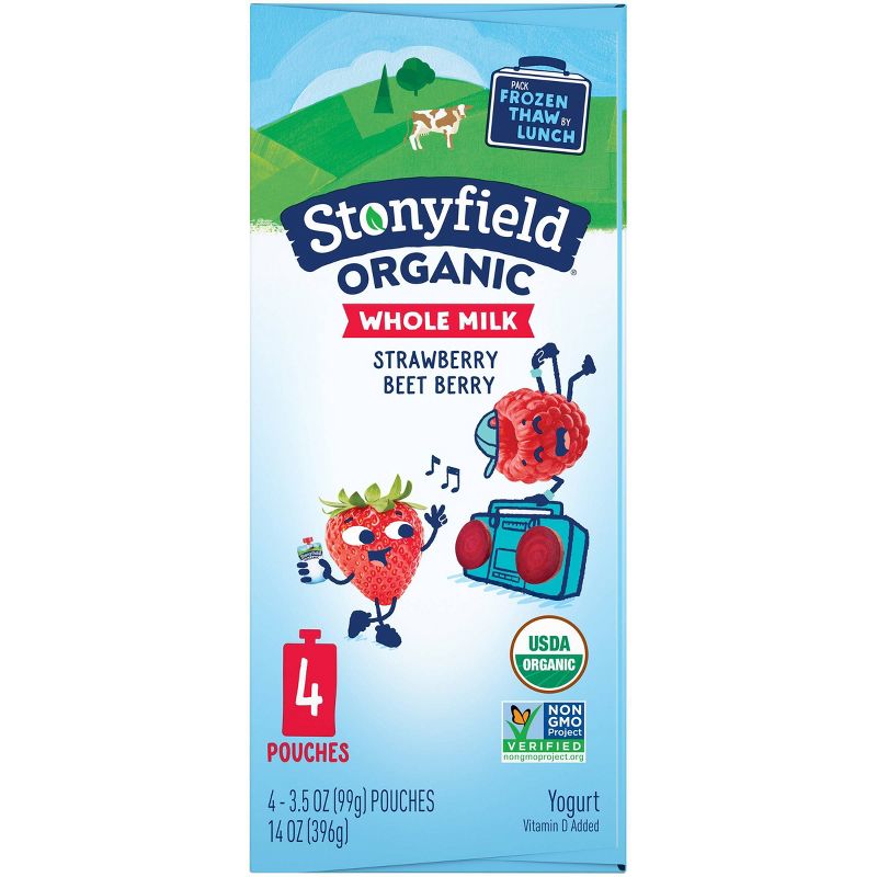 Stonyfield Organic Whole Milk Strawberry Beet Berry Kids' Yogurt Pouches - 4pk/3.7oz