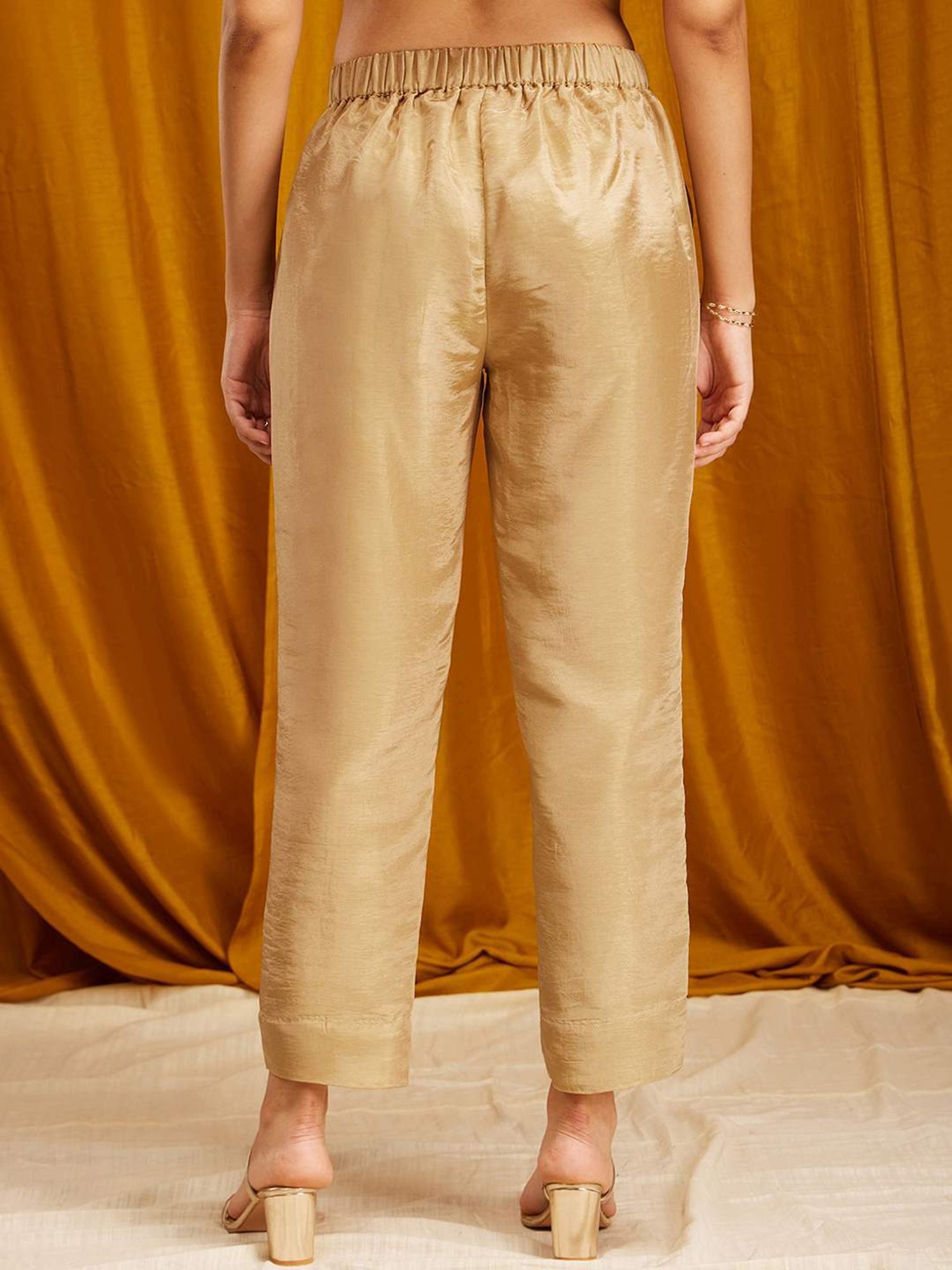 Pink Fort Golden Relaxed Fit Pants