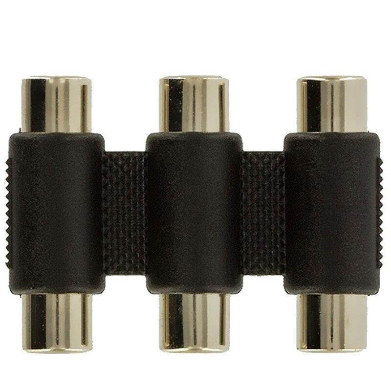3 x RCA Phono RGB Component Video Coupler Joiner Adaptor F-F GOLD