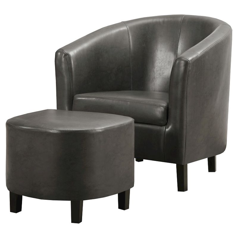 Faux Leather Accent Chair and Ottoman Charcoal Gray - EveryRoom