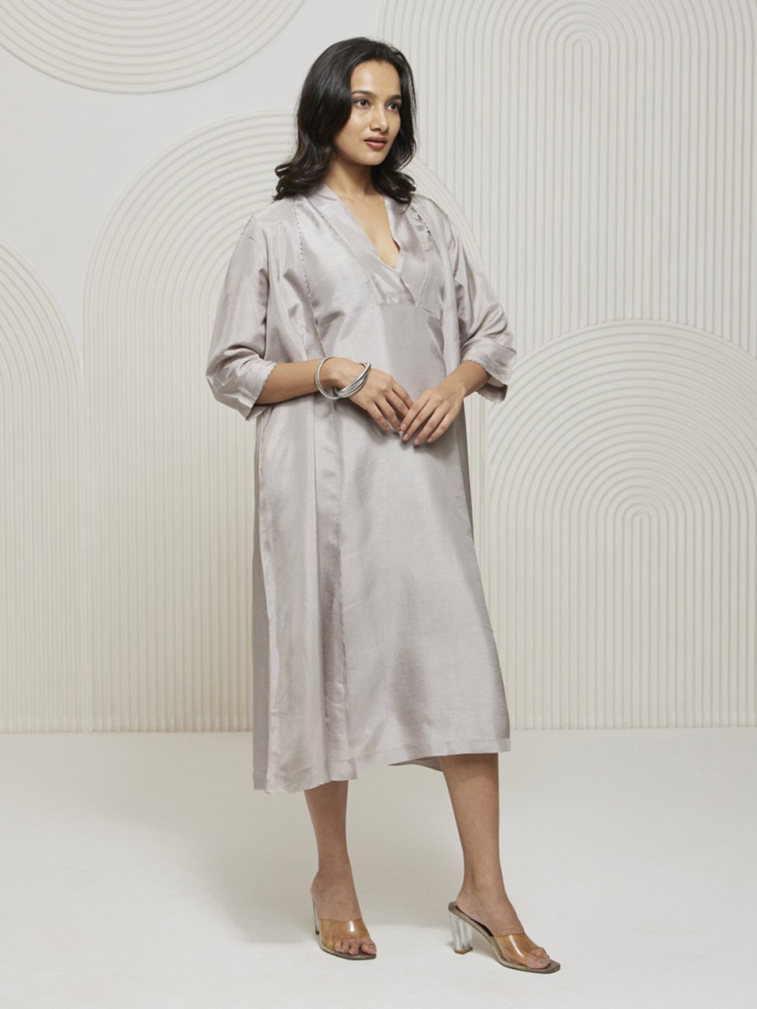 Artagai Pumice Stone Elevated Basics Paneled Dress with Shurg