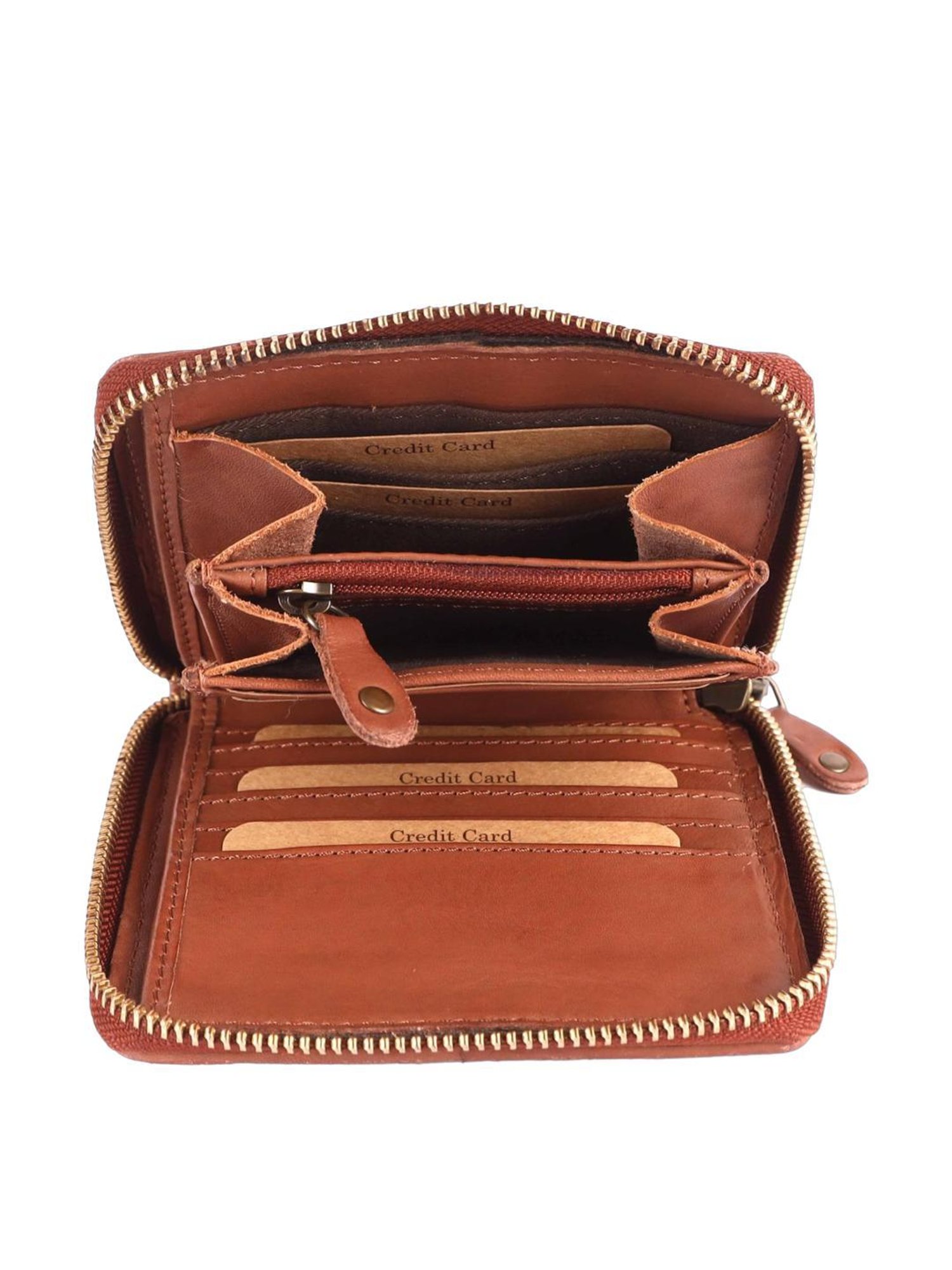 KOMPANERO MARQUIS Tan Textured Zip Around Wallet for Women