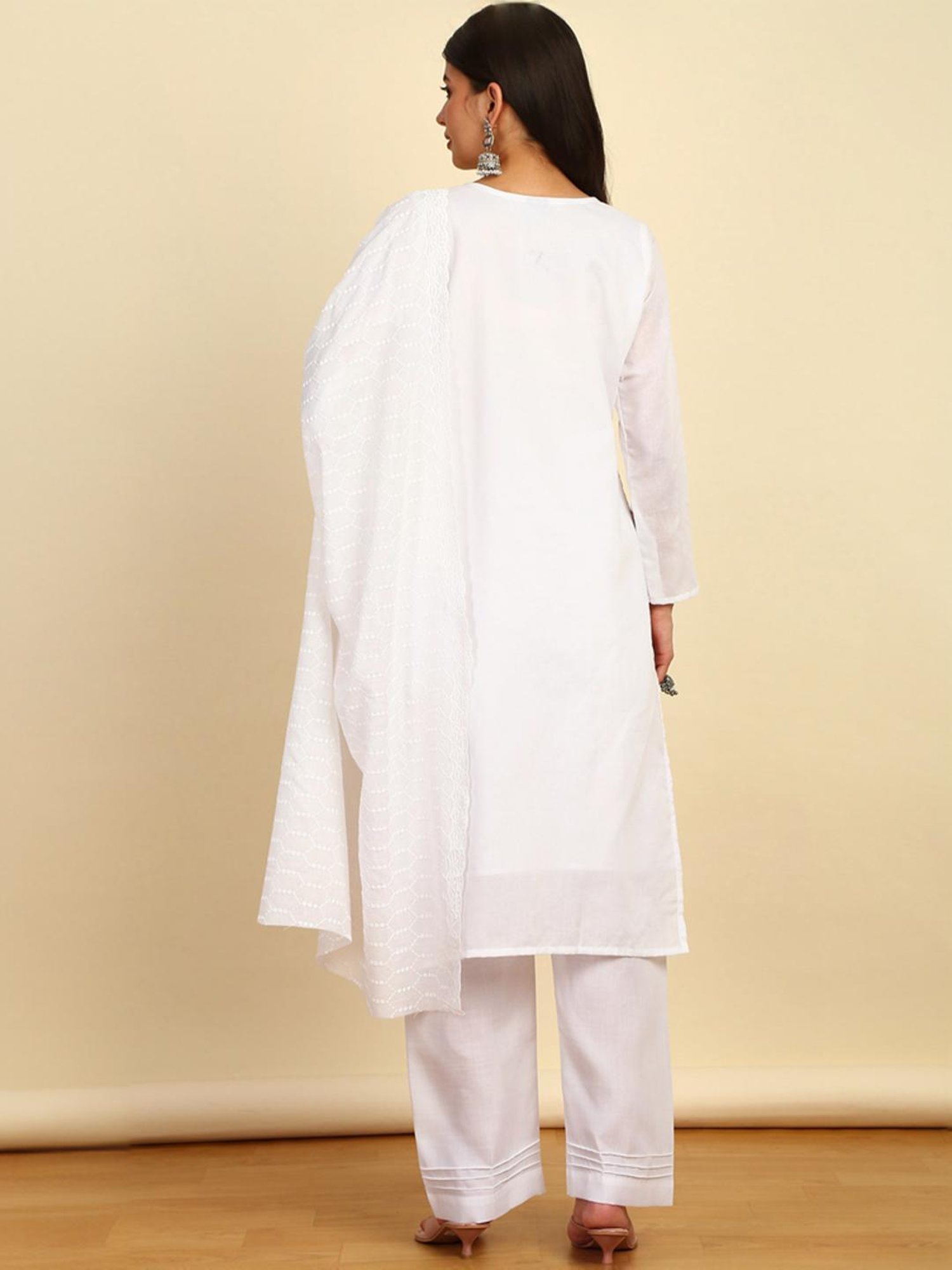 Soch Womens Pink Floral Print Cotton Unstitched Dress Material With Schiffli