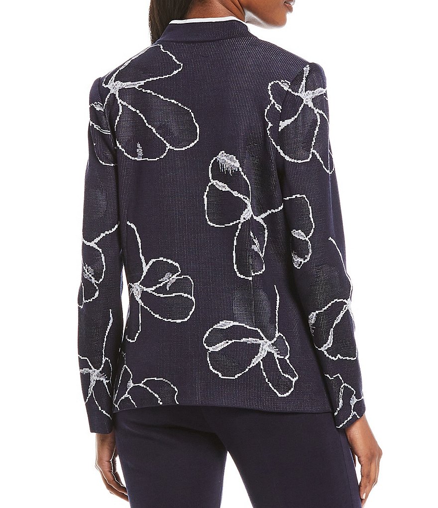 Eva Varro Solid Knit Jersey Notch Lapel Collar Two-Button Jacket