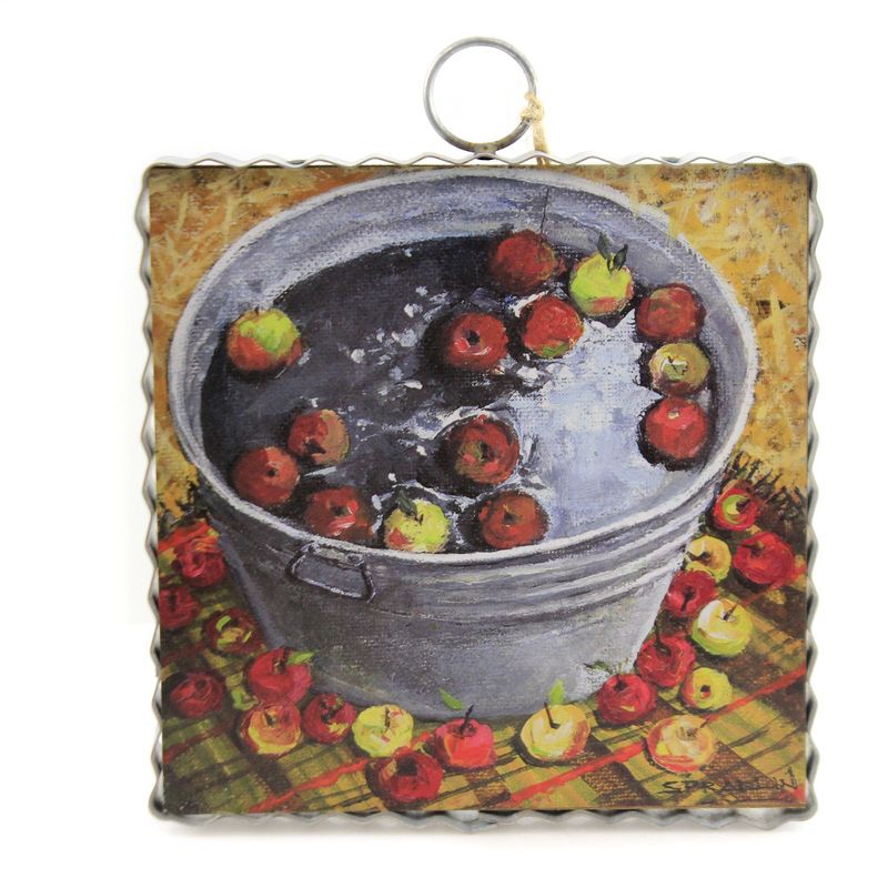 Fall 6.0" Mini Bobbing For Apples Print Roxanne Spradlin  -  Wall Sign Panels