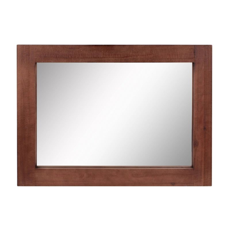 Rectangle Worn Wood Decorative Wall Mirror Stratford Maroon - Stonebriar Collection