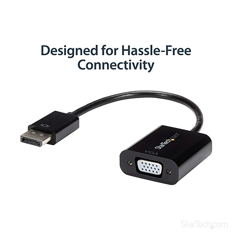 com DisplayPort to DVI-D Adapter - 1920x1200 - Passive DVI Video Converter with Latching DP Connector (DP2DVI2),Black & DisplayPort to VGA Display Adapter - 1080p 1920x1200 - Active DP to VGA