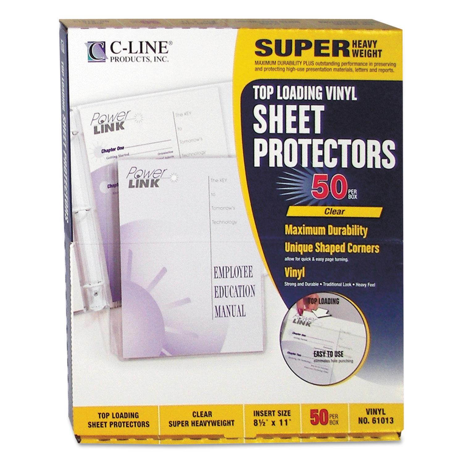 C-Line Super Heavyweight Vinyl Sheet Protector Clear 2" 11 x 8 1/2 50/BX 61013
