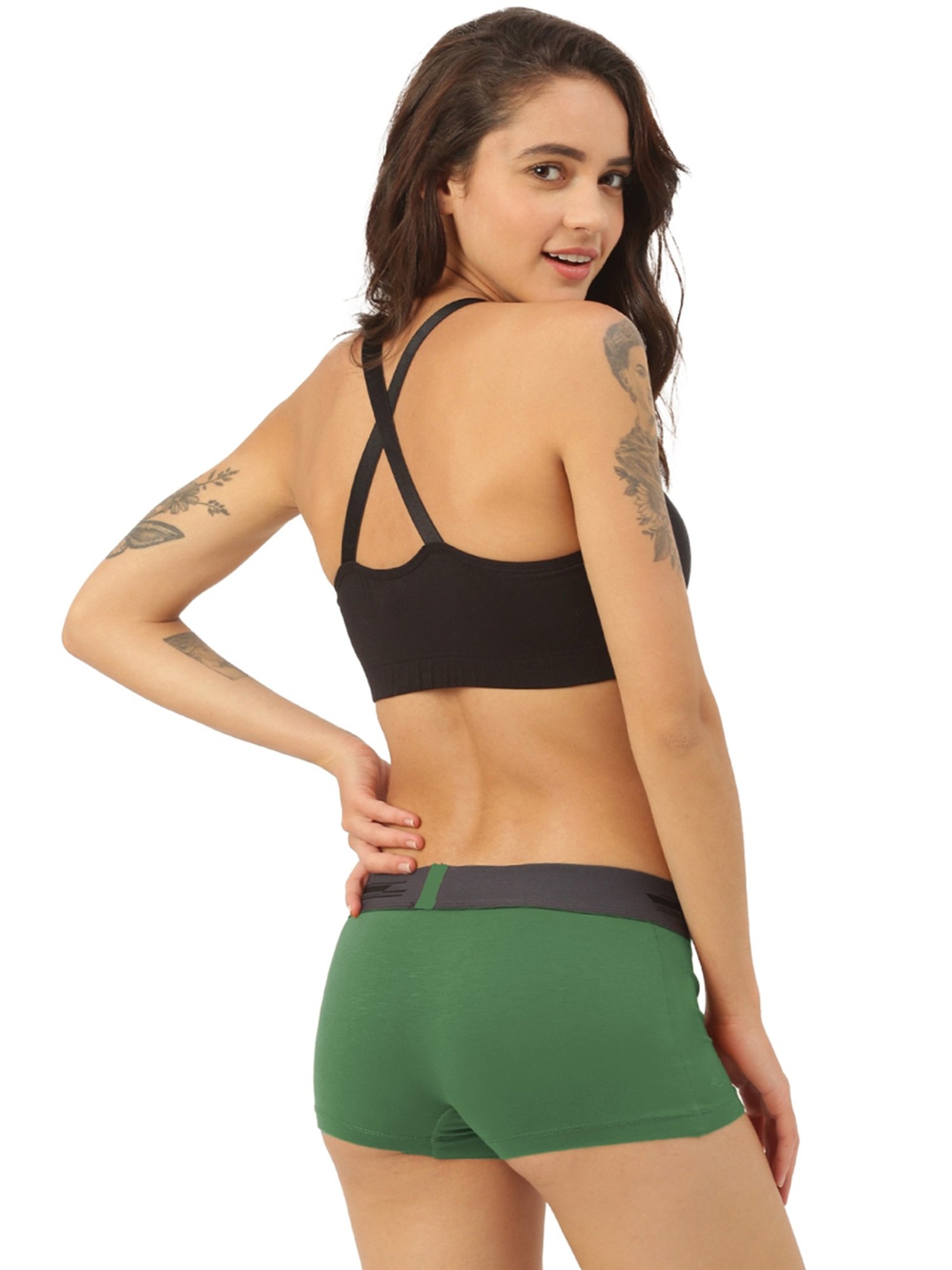 Freecultr Green & Pink Plain Boy-Shorts Panties - Pack Of 2