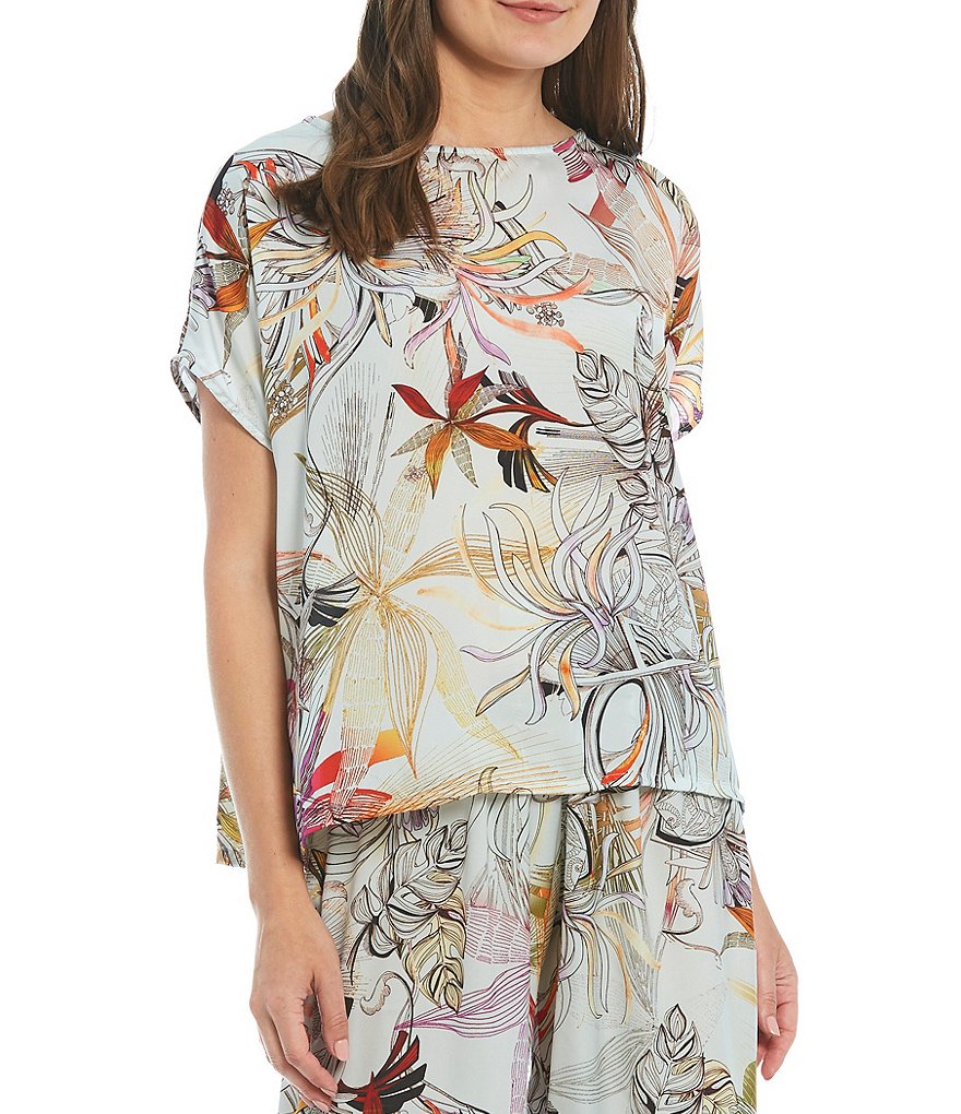 Bryn Walker Bess Cap Sleeve Boxy Floral Print Coordinating Tunic