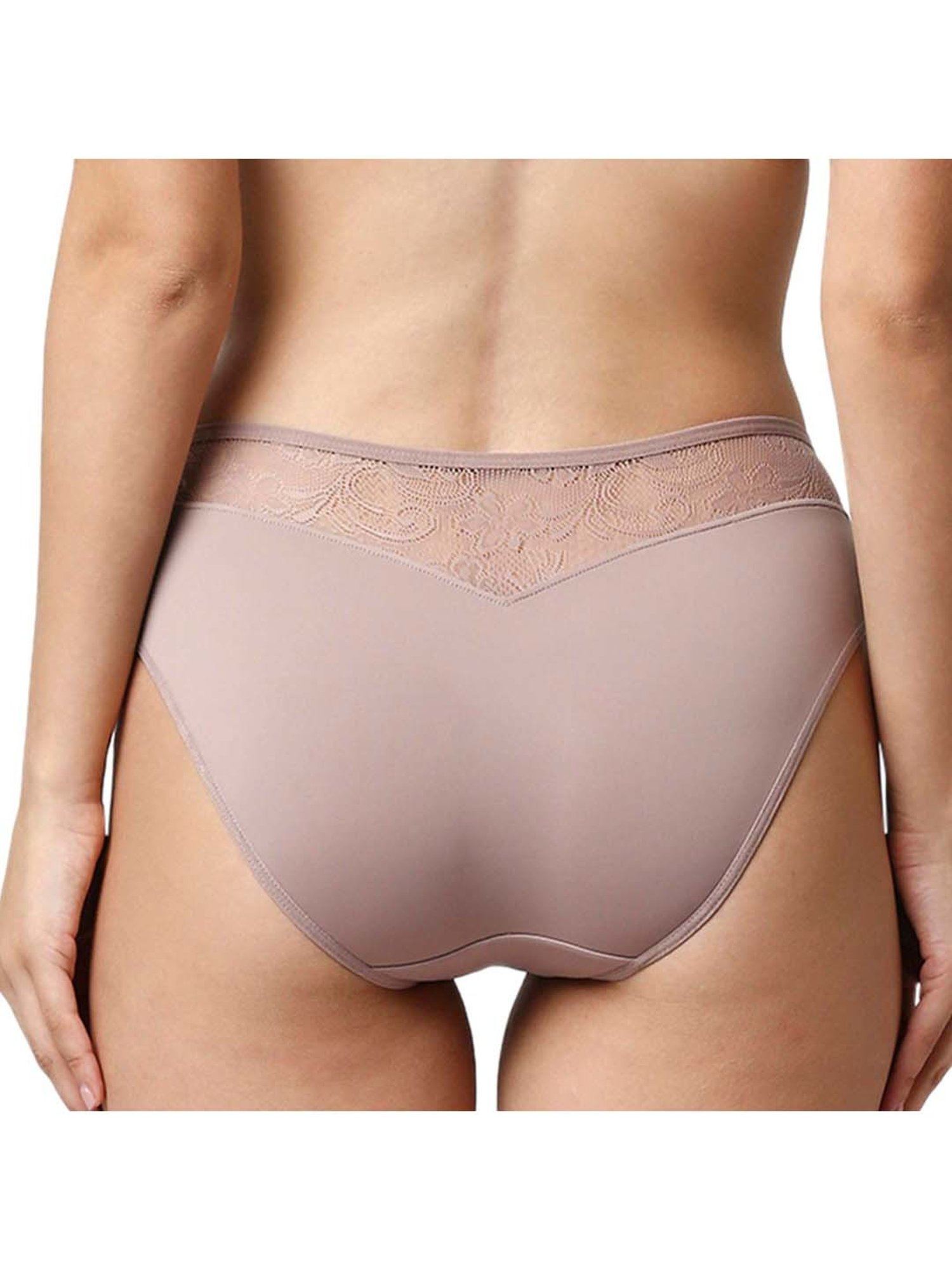 Soie Pink & Grey Lace Work Bikini Panties - Pack Of 2