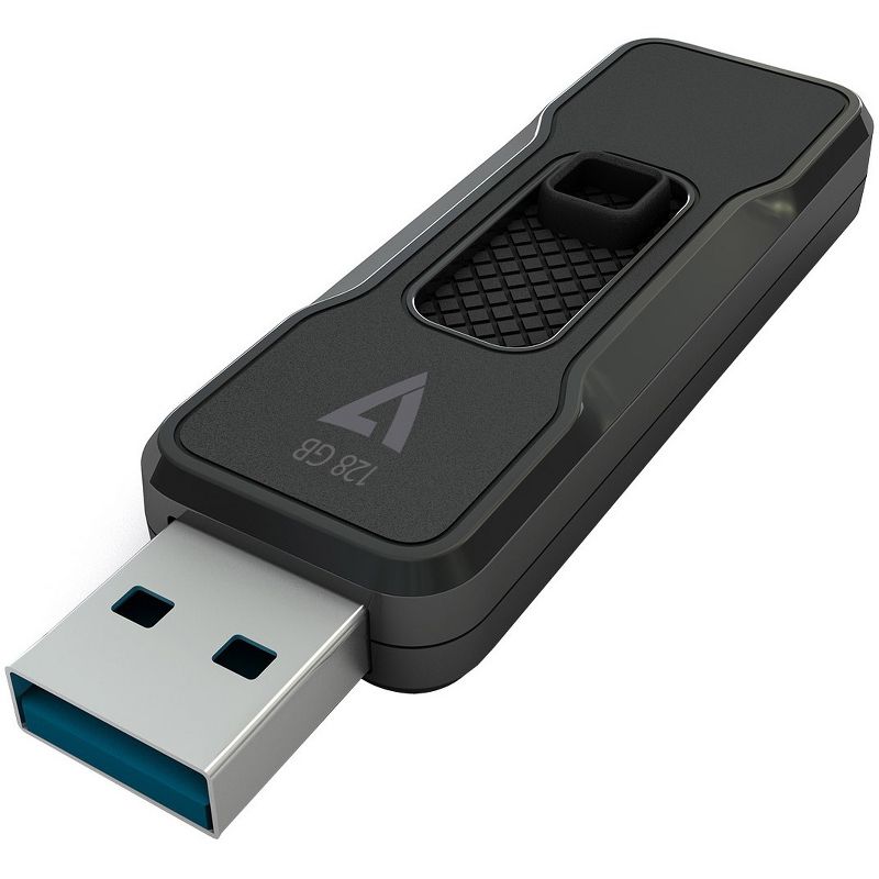 V7 128GB USB 3.1 Flash Drive - With Retractable USB Connector - 128 GB - USB 3.1 - 120 MB/s Read Speed - 25 MB/s Write Speed - Black - 5 Year Warranty