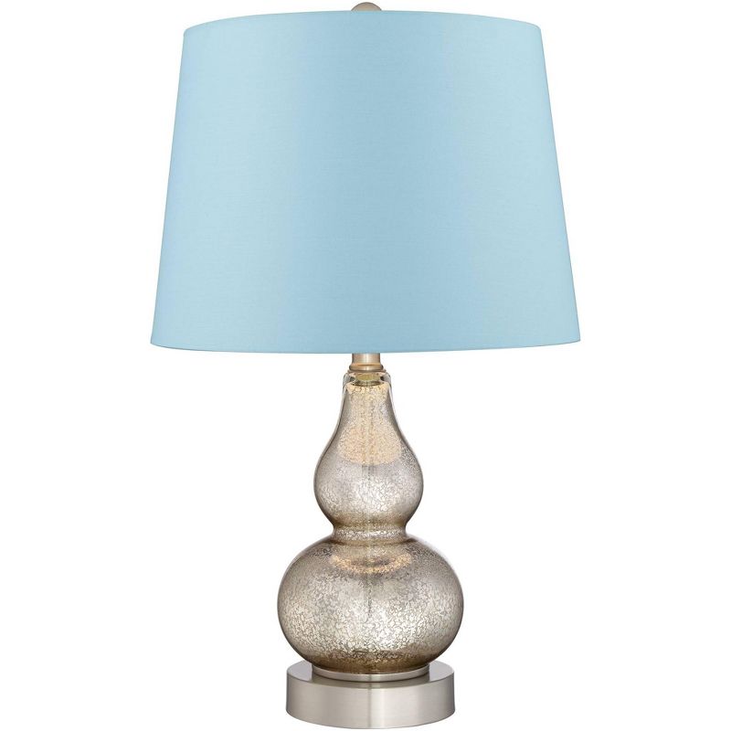 360 Lighting Castine Mercury Glass Blue Hardback USB Table Lamps Set of 2