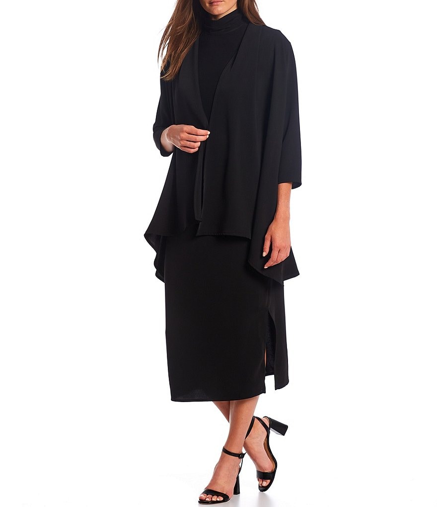 Caroline Rose Stretch Knit Jersey Mock Neck Sleeveless Shell