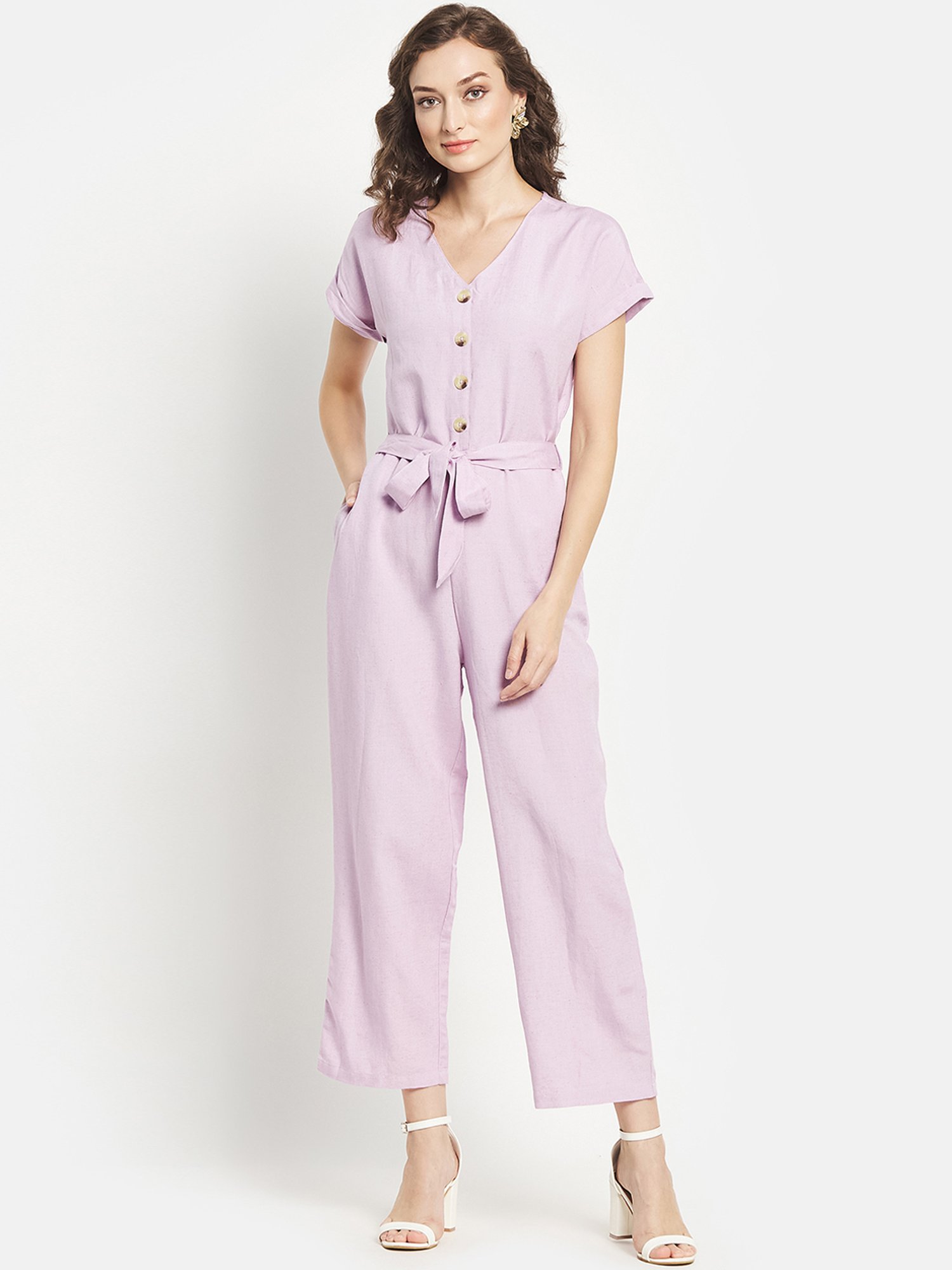 METTLE Purple Cotton Jumpsuit