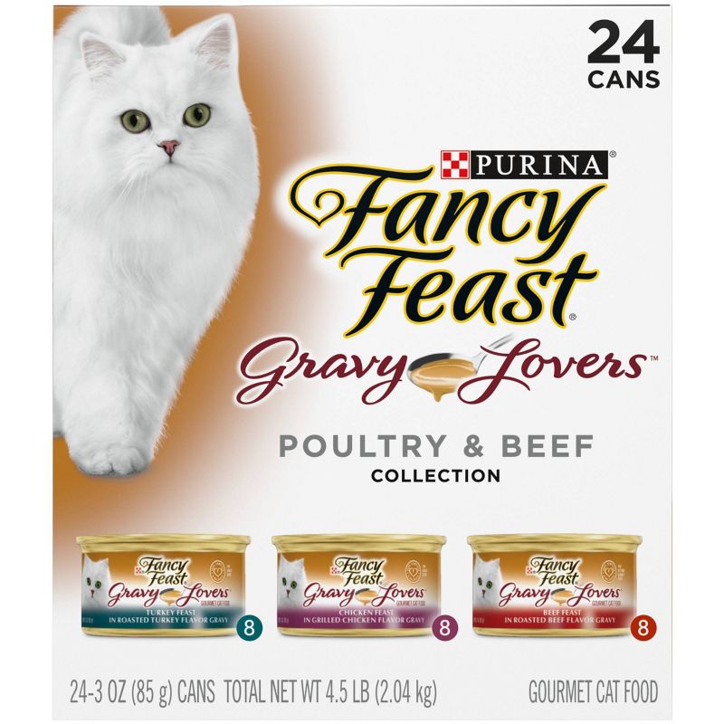 Purina Fancy Feast Gravy Lovers Poultry & Beef Collection Gourmet Wet Cat Food - 3oz/24ct Variety Pack