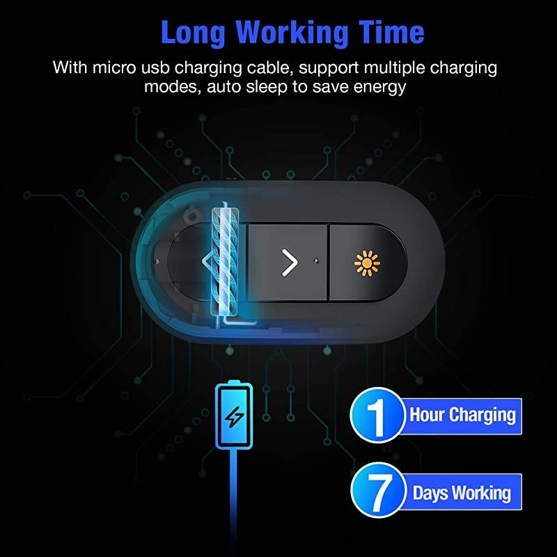 Presentation Clicker USB Rechargeable Powerpoint Clicker Finger Ring RF 24GHz Wireless Presenter Clicker for Powerpoint Presentations Presentation Remote for Mac Keynote Laptop etc