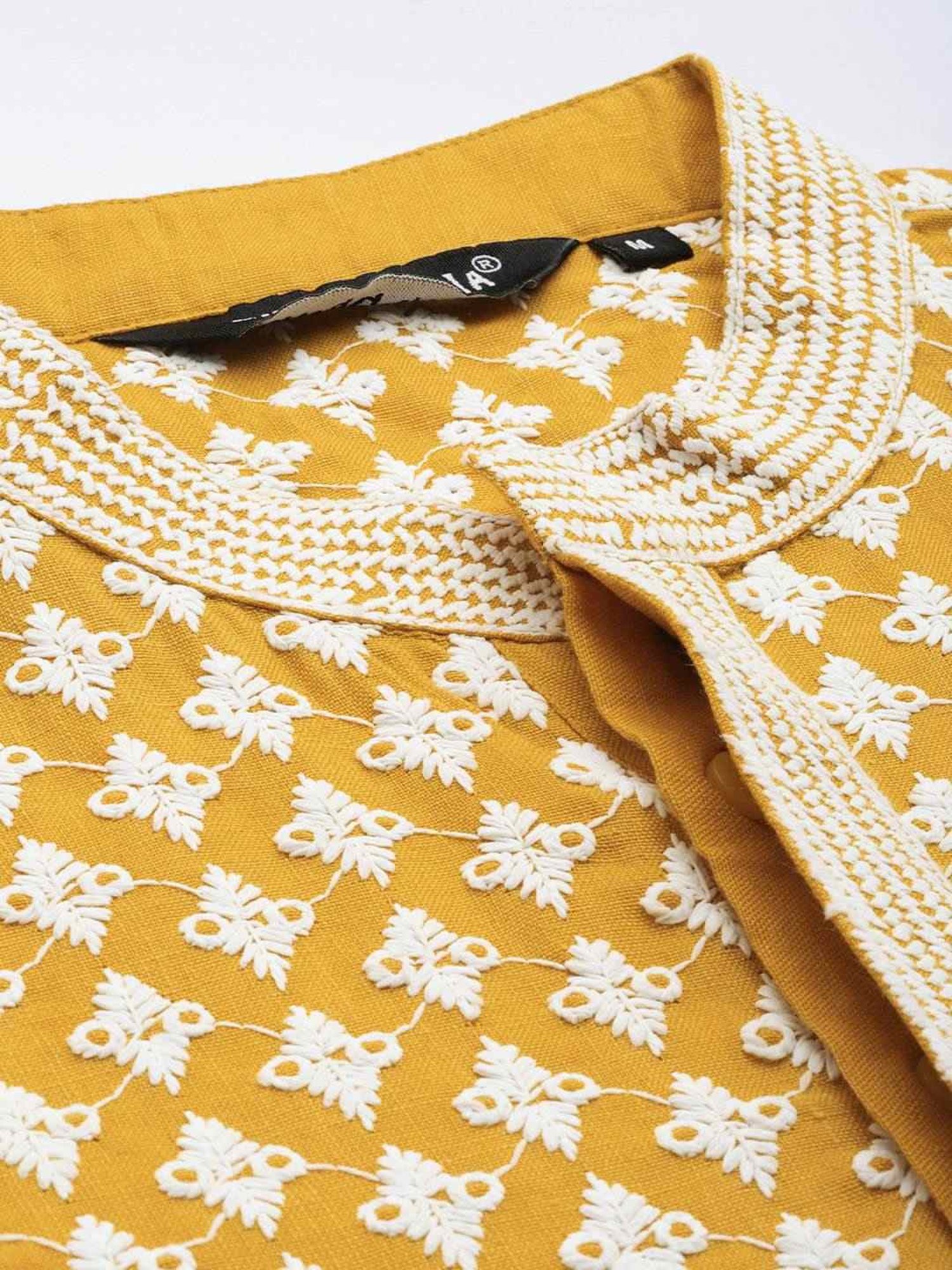 SWAGG INDIA Yellow Cotton Regular Fit Embroidered Kurta
