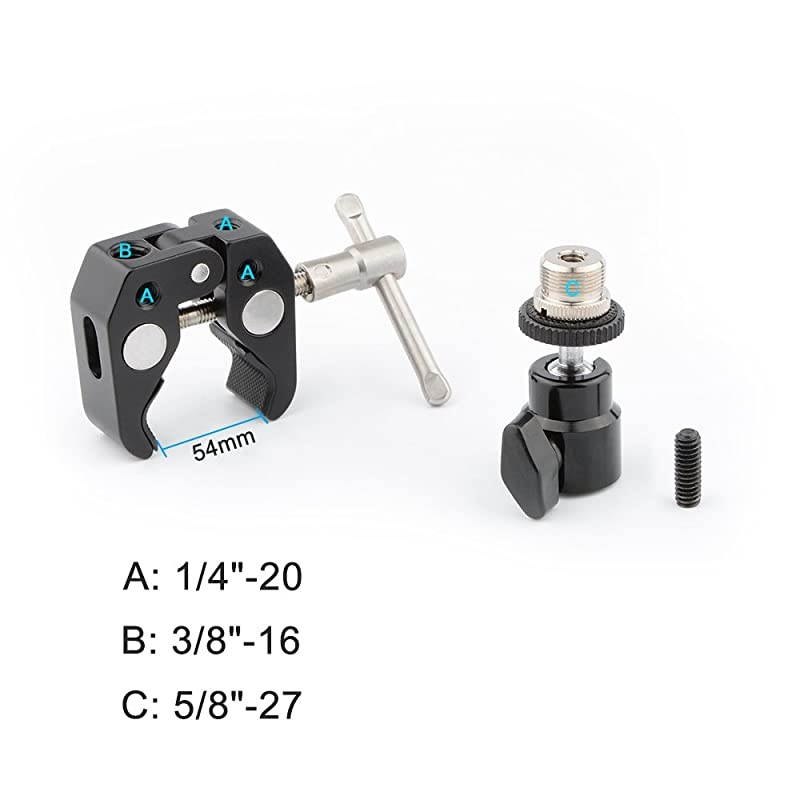 Crab Clamp Articulated 1/4 Mini Ball Head for Microphones
