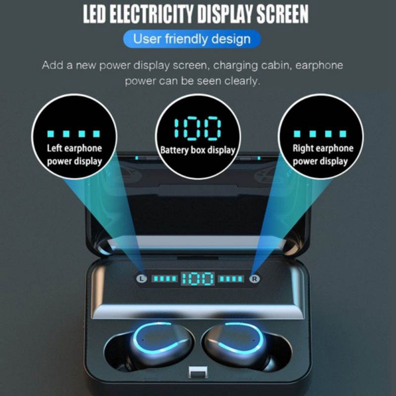 2020 Newest Mini Earbuds 8D HiFi CVC8.0 Noise Cancelling Bluetooth 5.0 Earphones TWS Sport Waterproof Headphones Deep Bass Sound Cordless Bank Dual Headsets With Power Bank Chaging Case 3500mAh