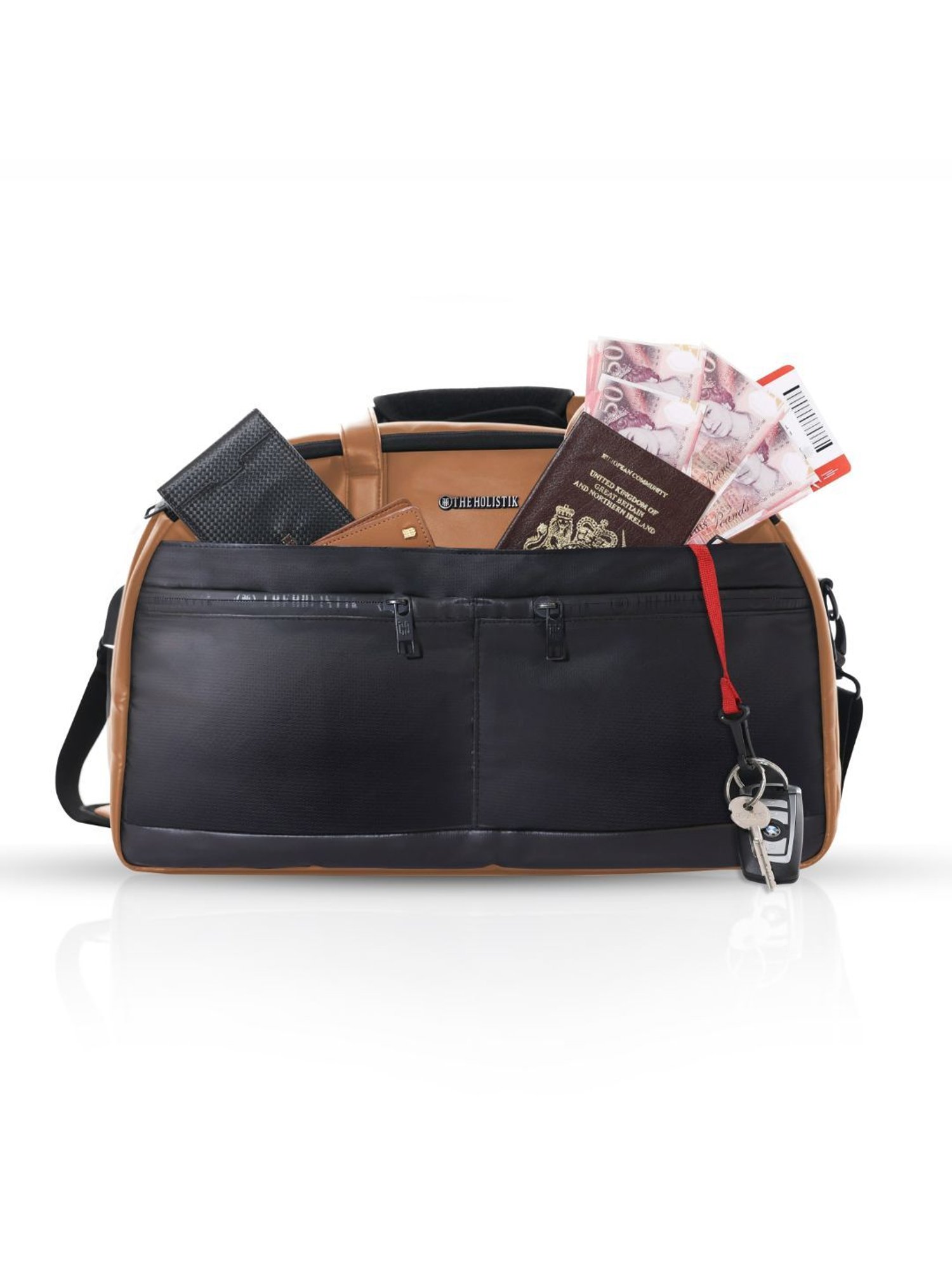 THE HOLISTIK Tan & Black Large Drifter Duffel Bag