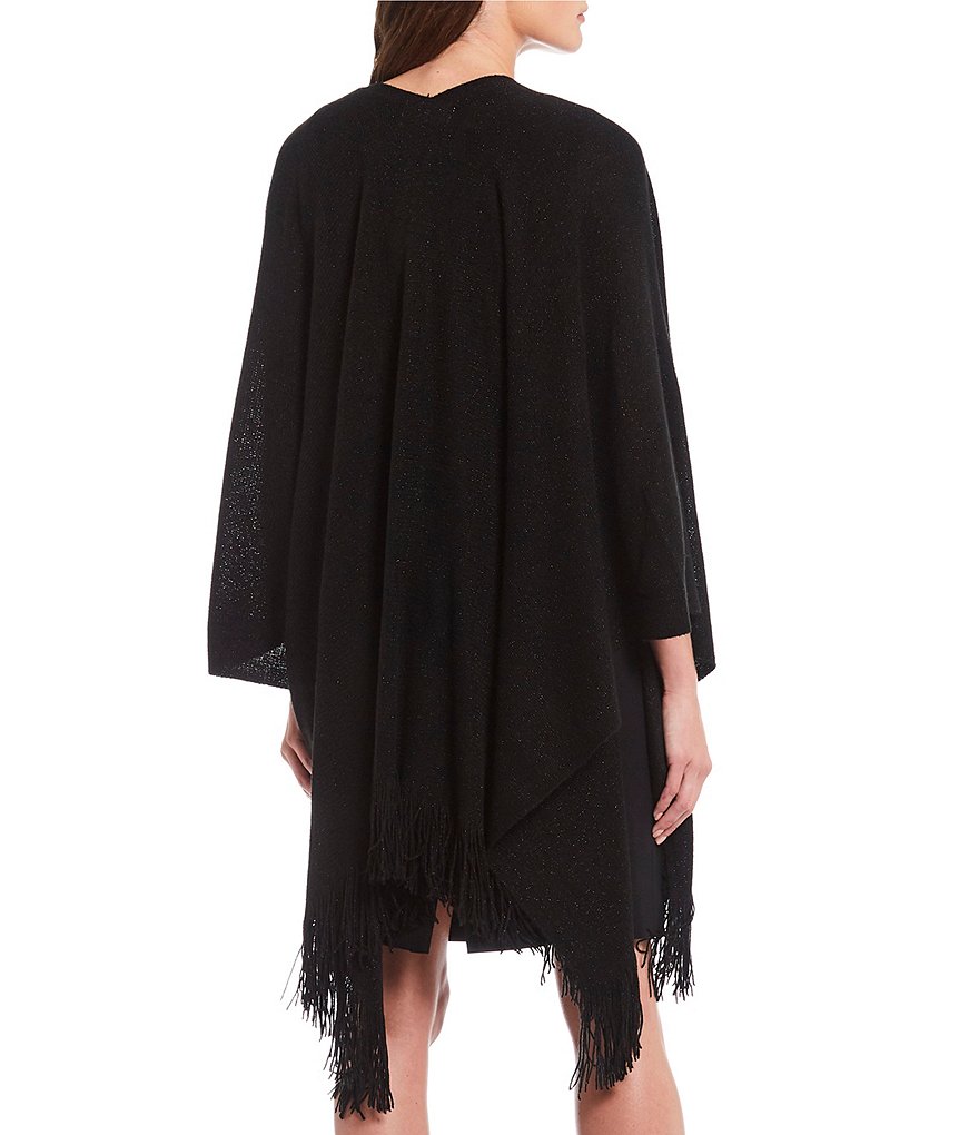 Cejon Metallic Crocheted Fringe Metallic Evening Wrap