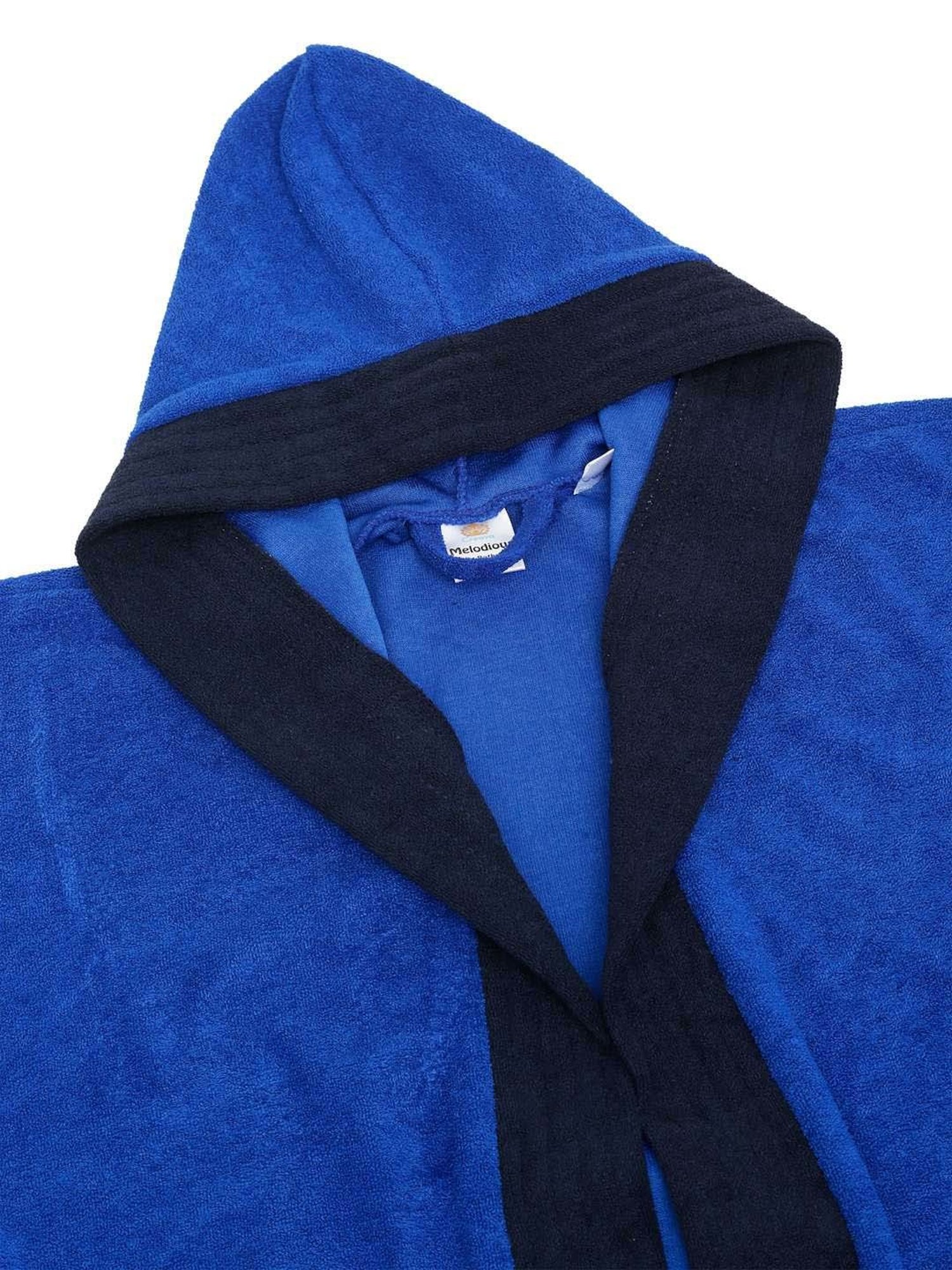 Creeva Melodious Black & Turkish Micro Terry 225 GSM Kids Hooded Bathrobe 4-5 Years With Pocket