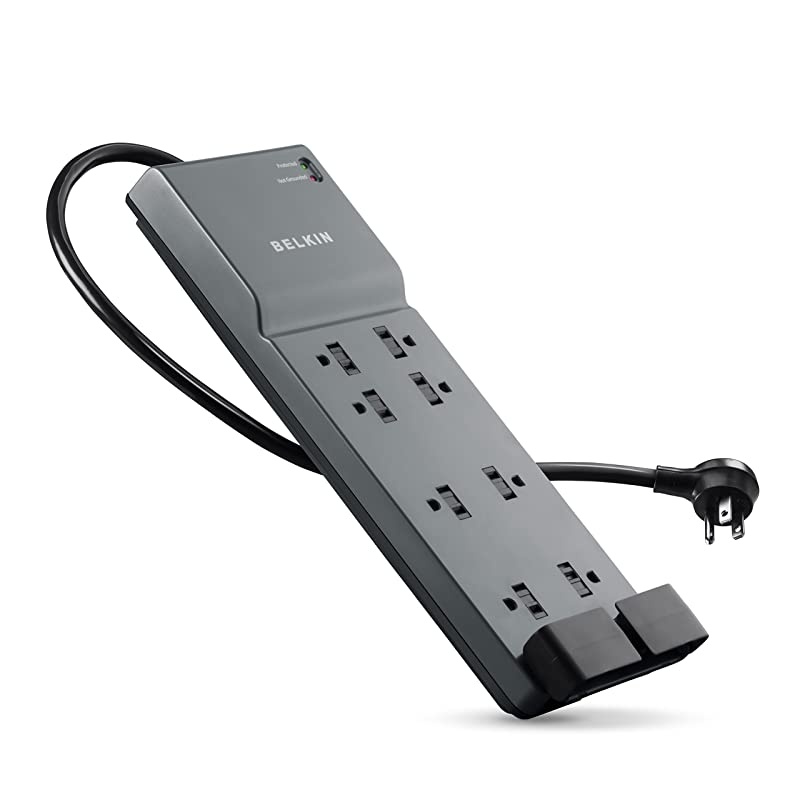 BE10820006 8Outlet Power Strip Surge Protector w Flat Plug 6ft Cord Ideal for Computers Home Theatre Appliances Office Equipment 3550 Joules