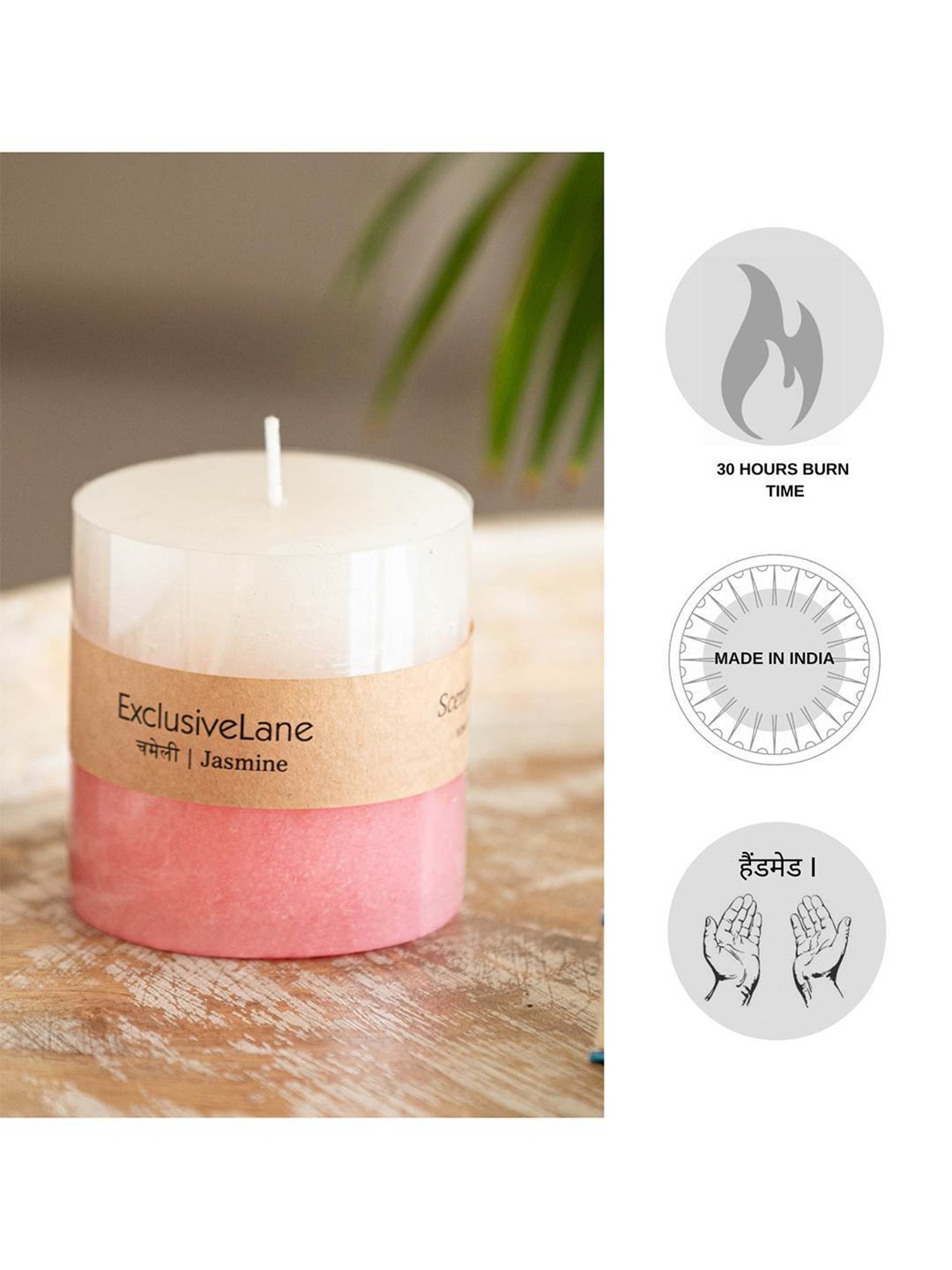 ExclusiveLane Jasmine Pink & White Soy Wax Pillar Scented Candles