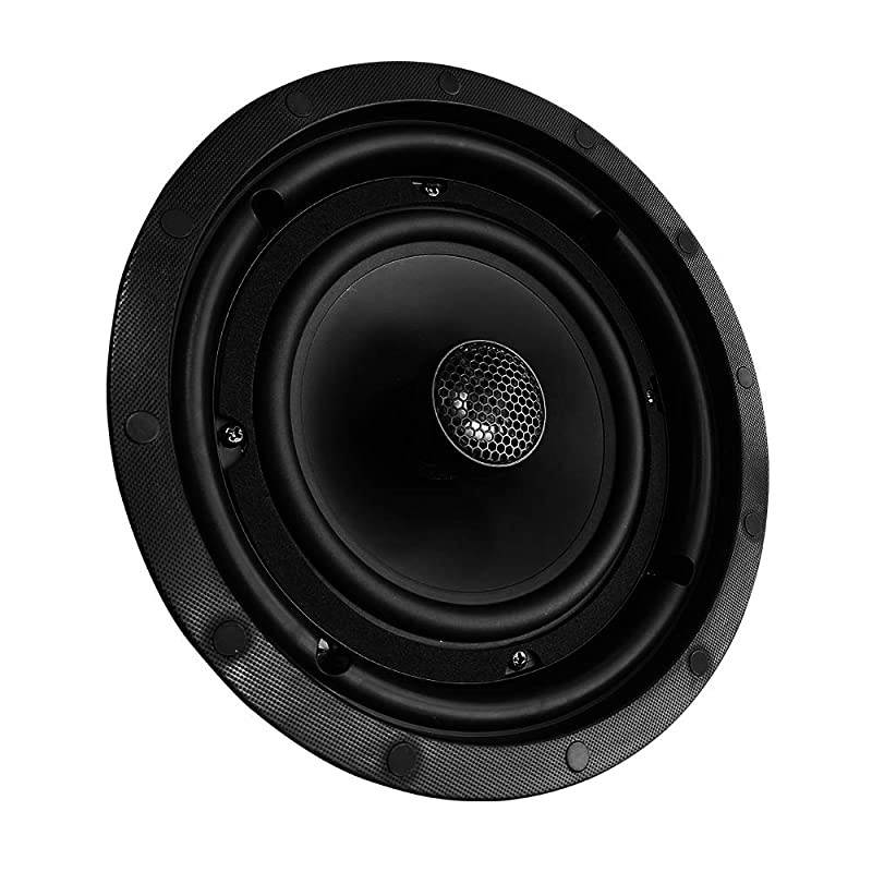 Round One Pair 65 120 Watt 2Way Round inCeiling Speakers with Pivoting 1 Titanium Dome Tweeters and Low Profile Magnetic Grilles