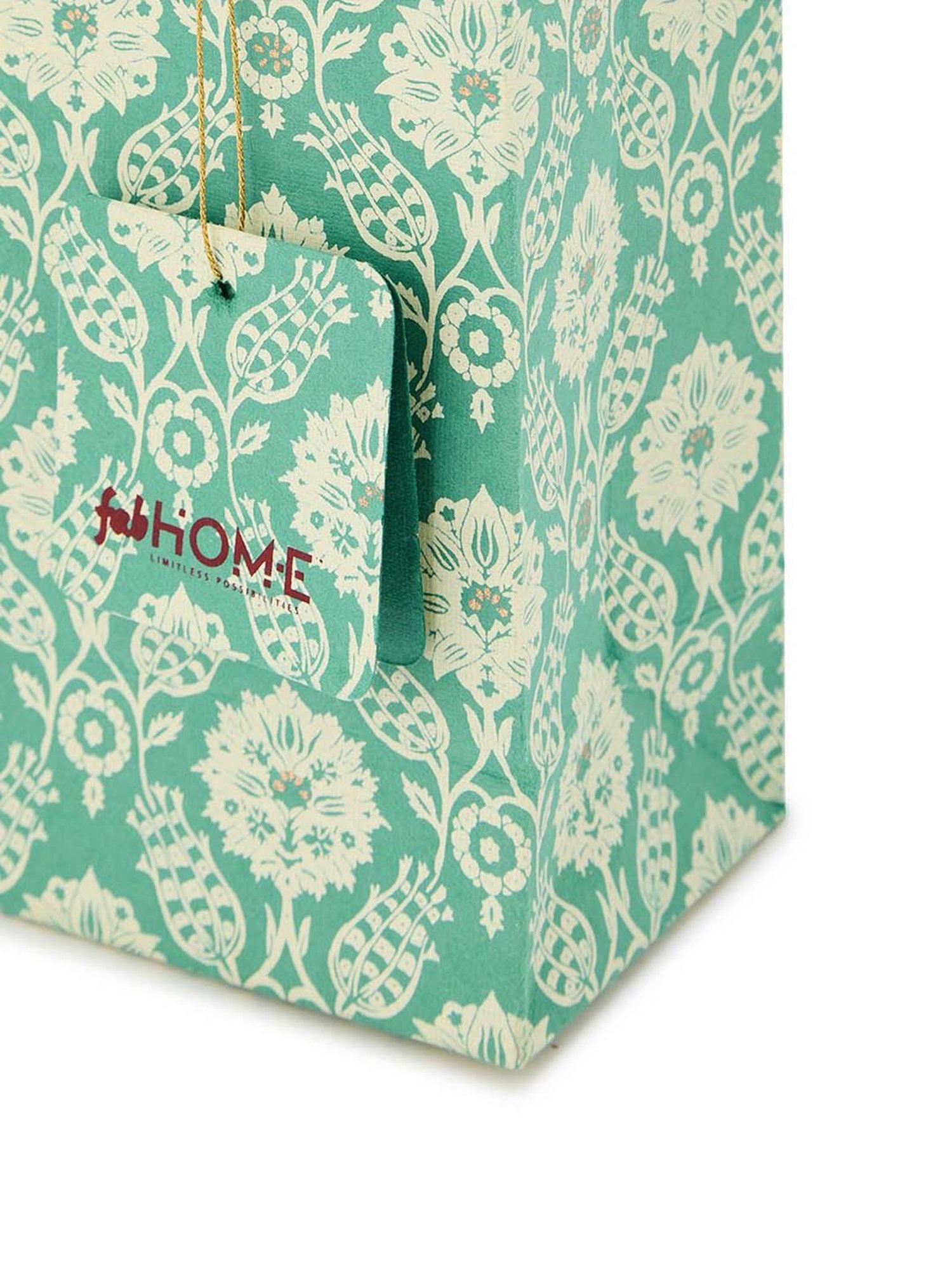 Fabindia Home Teal Paper Printed Sarkhaab Gift Bag