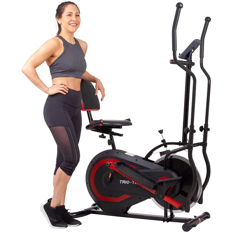 Body Flex Sports Body Rider BRF700 Stationary Full Body Cardio Exercise Upright Fan Bike with Dual Action Handlebars and Adjustable Seat