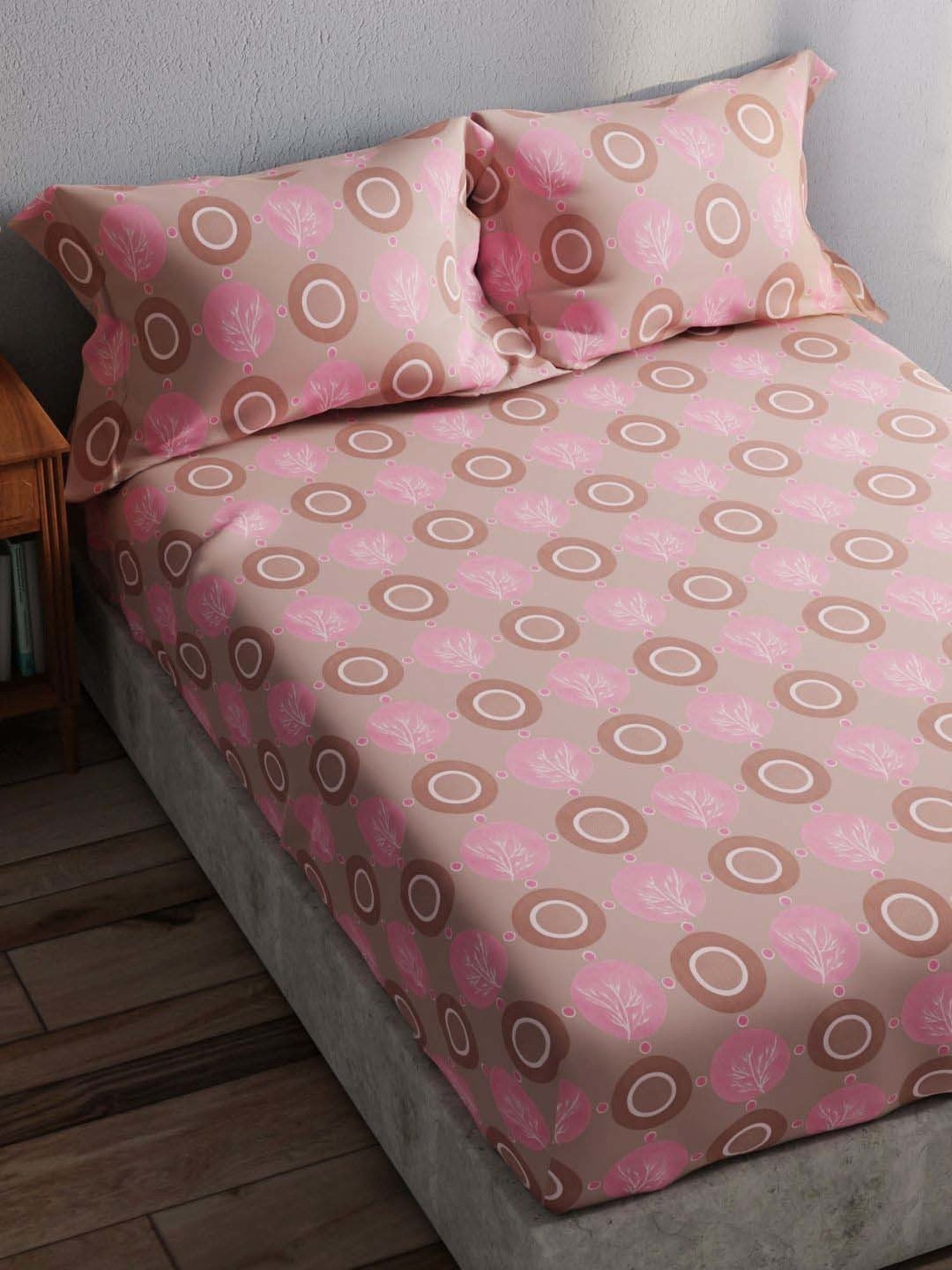 Bianca Amolina Pink 135 TC Cotton Double Bedsheet with 2 Pillow Covers