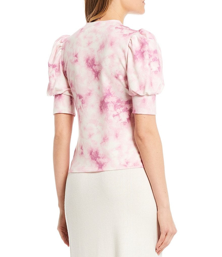 June & Hudson Tie-Dye Puff Sleeve Top