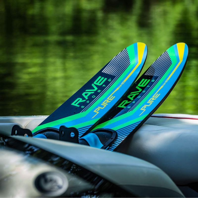 RAVE Sports 02399 Adult Perfect Fit 67 Inches long Pure Combo Water Skis, Blue and Green