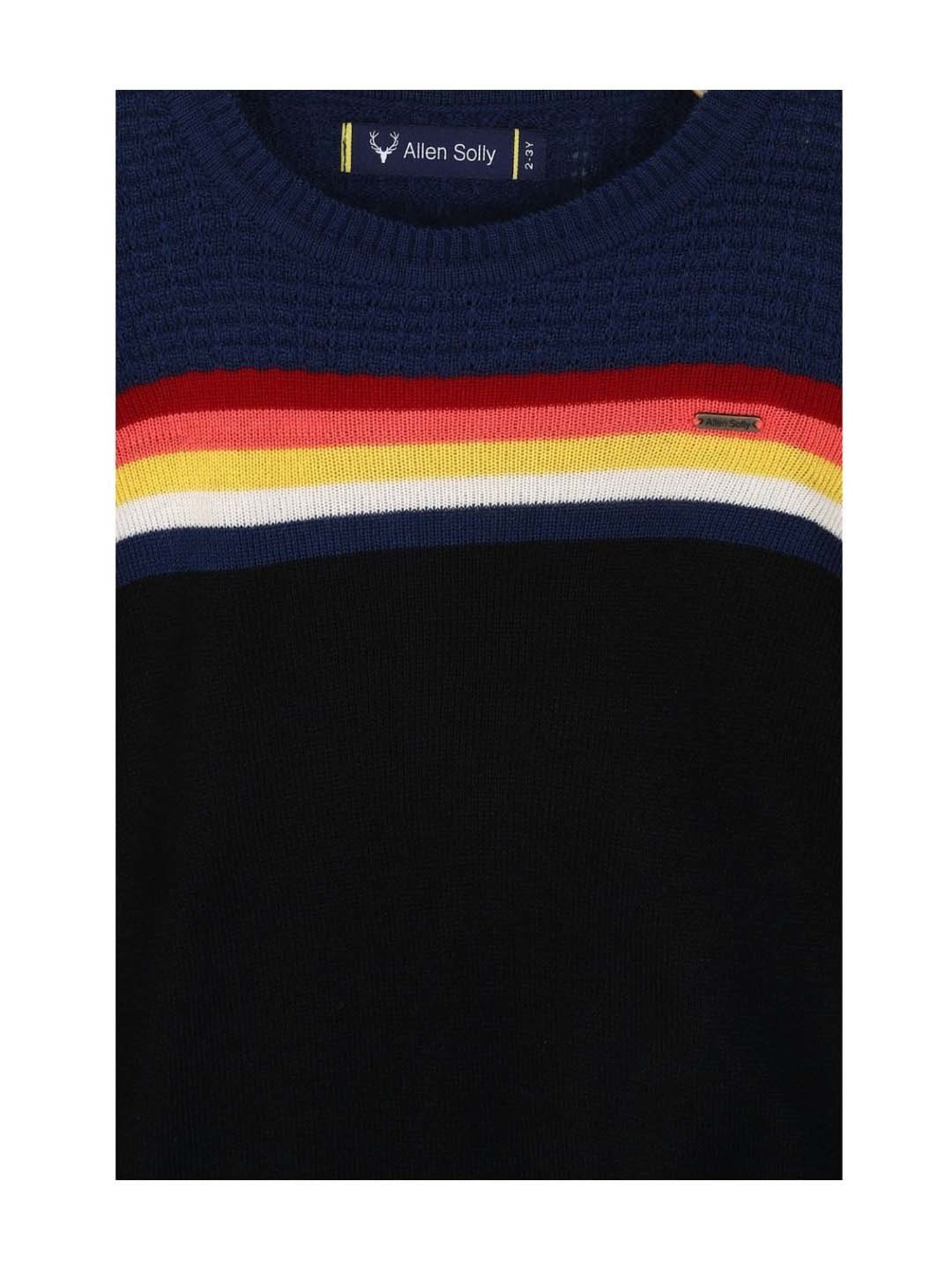 Allen Solly Junior Black & Orange Cotton Printed Full Sleeves Sweater