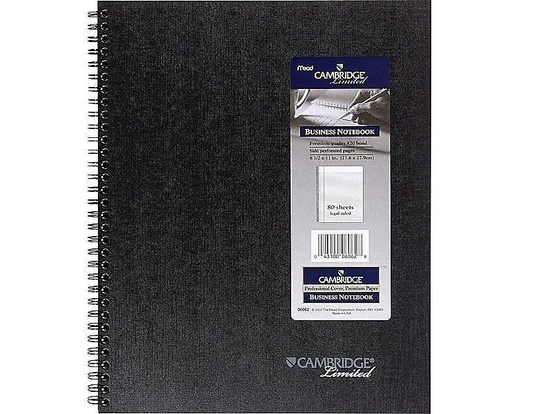 Cambridge Side Bound Ruled Meeting Notebook Legal Rule 11 x 8 1/2 80 Sheets 06062