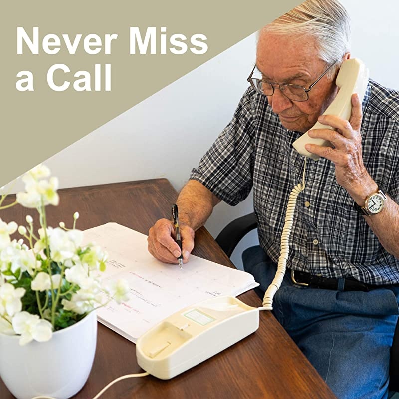 Corded Phone Senior Landline Phones for Home Home Phones for Seniors Hearing and Vision Impaired Loud Ringer Large Backlit Keypad Voice Amplification Wall Mount Ready Bone Ivory