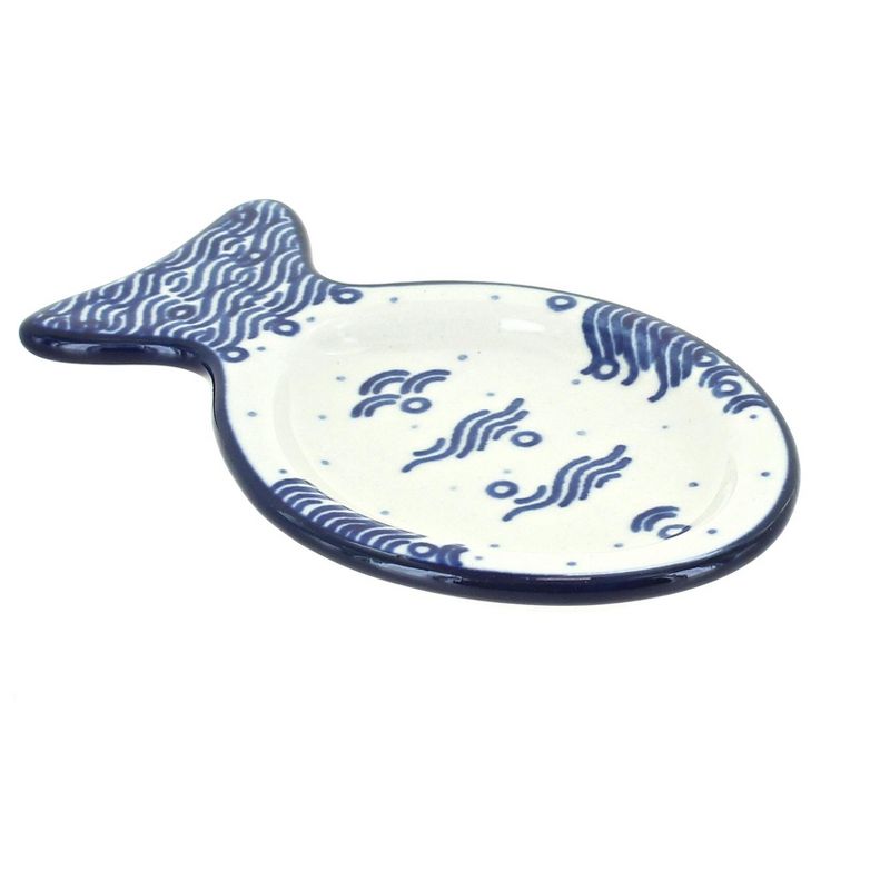 Blue Rose Polish Pottery Oceana Fish Spoon Rest