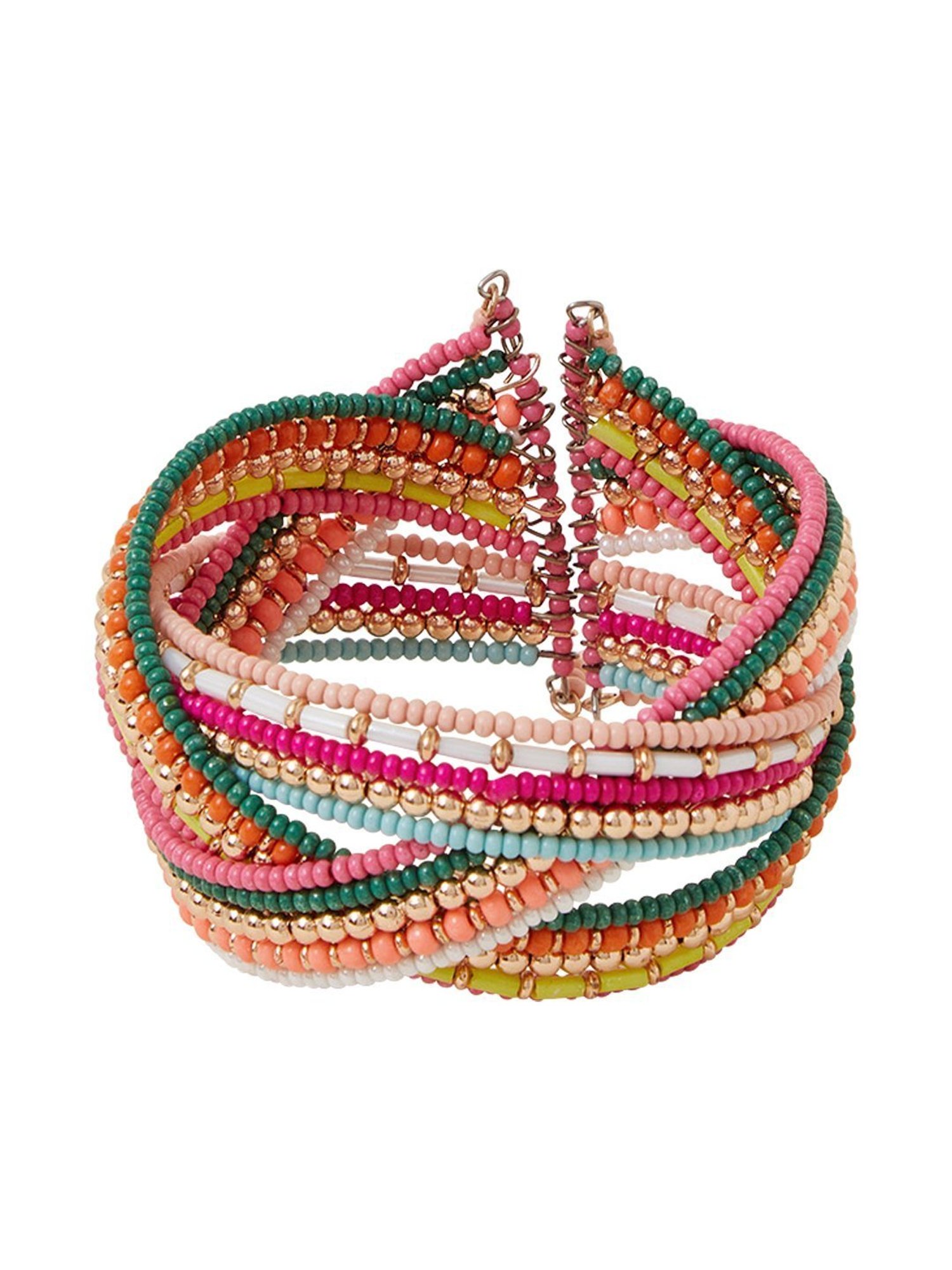 Accessorize London Women's Multi Beaded Woven Cuff Bracelet