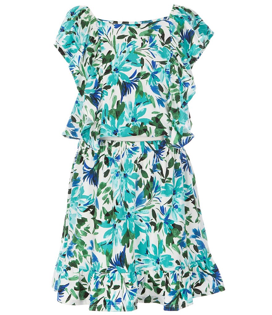 Xtraordinary Big Girls 7-16 Ruffle-Sleeve Floral Top & Skort Matching Set
