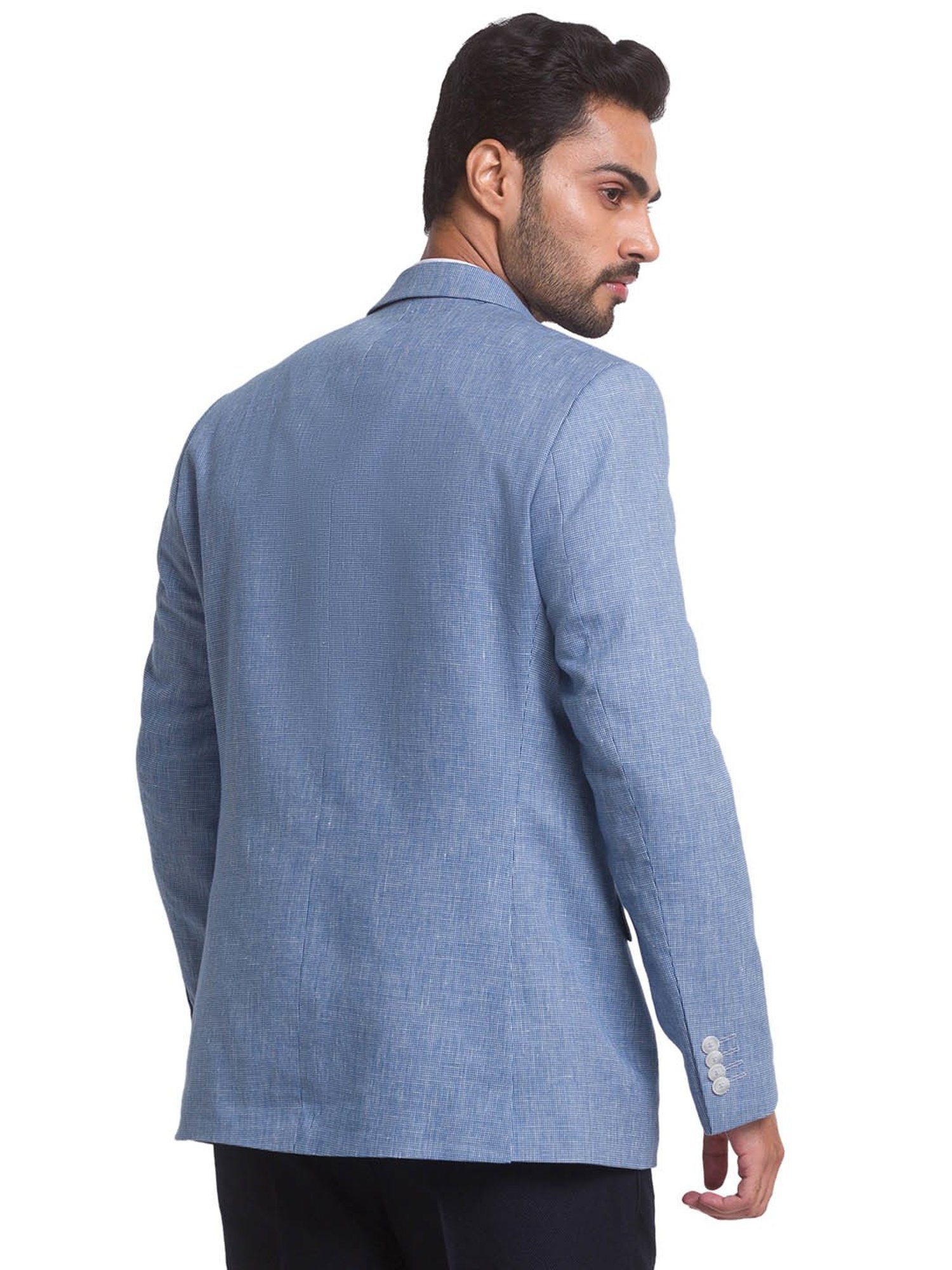 ColorPlus Blue Slim Fit Textured Blazer
