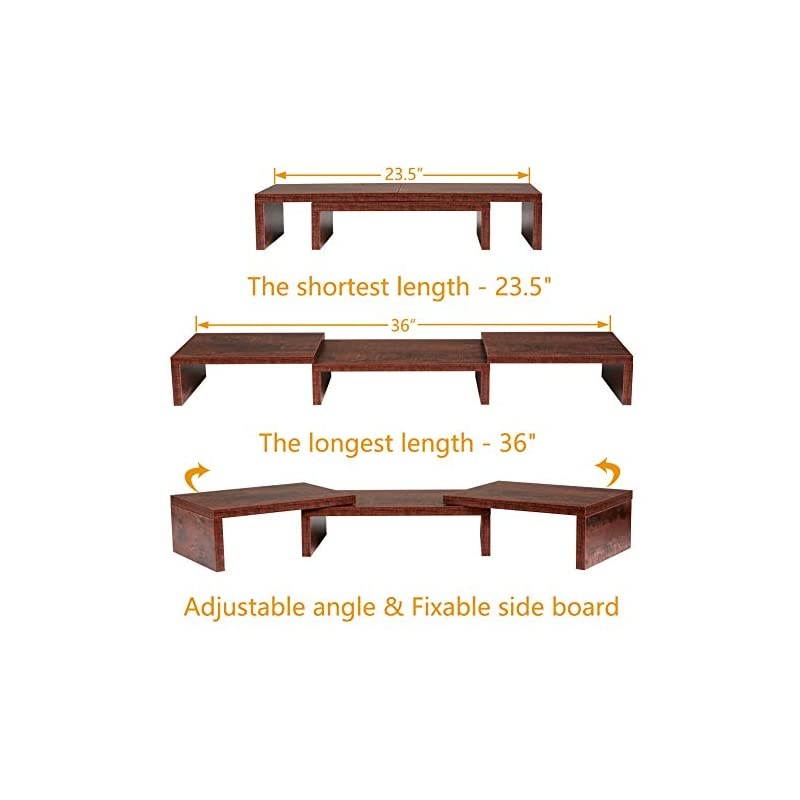 Monitor Stand Riser Adjustable Screen Stand for Laptop ComputerTVPC Multifunctional Desktop Organizer Walnut Brown